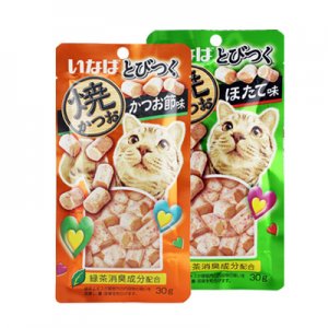 日本伊纳宝妙好烤鸡肉卷猫零食金枪鱼味宠物零食扇贝味30g