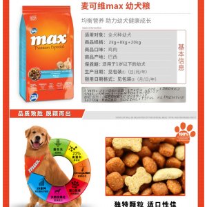 巴西淘淘麦可维全犬种幼犬粮2kg/8kg/20kg